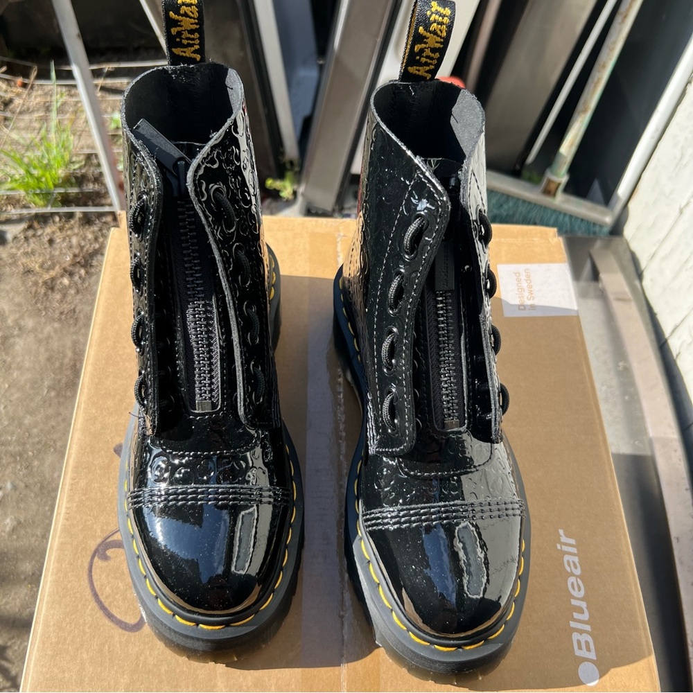 Sinclair Leopard Emboss Patent Leather Platform Boots